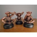 Marian Imports Marian Imports F13045 Set Of 3 Monkeys Bronze Plated Resin Sculpture 13045